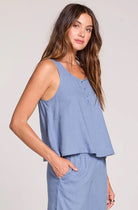 Saltwater Luxe A - Line Worn Blue Tank - Fleur - De - Lis Boutique