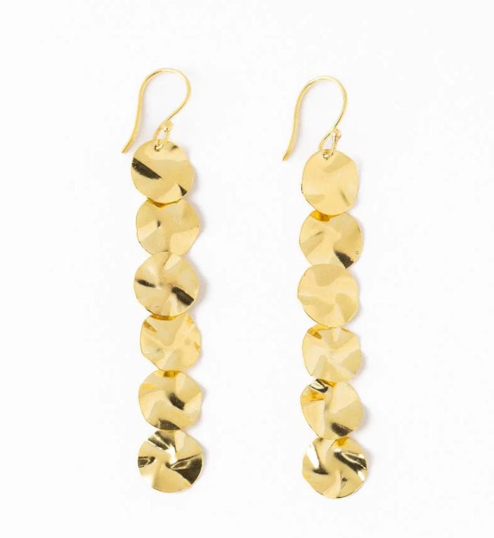Ink + Alloy Mya Wavy Disk Brass Earrings - Fleur - De - Lis Boutique