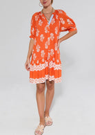 THMl Orange Floral Button Up Dress - Fleur - De - Lis Boutique