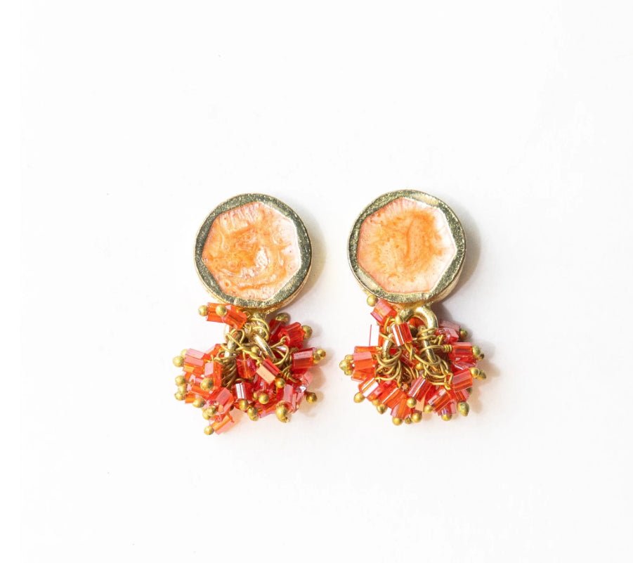 Ink + Alloy Kimberly Enamel Earrings Coral - Fleur - De - Lis Boutique