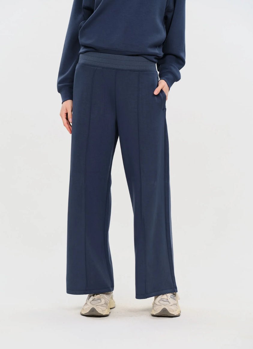 Six Fifty Scuba Wide Leg Navy - Fleur-De-Lis Boutique