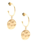 Zenzii Medallion Charm Hoop Matte Gold Earrings - Fleur - De - Lis Boutique