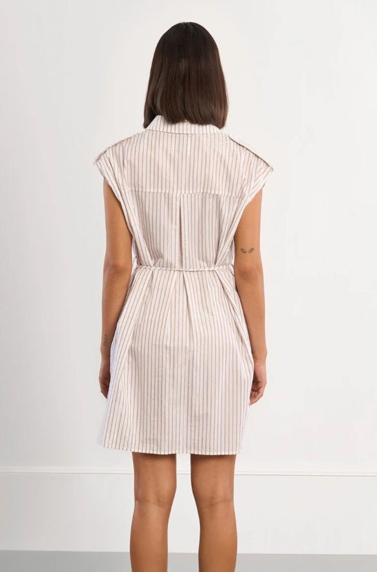 Molly Bracken Woven Tunic Dress Beige Stripe - Fleur - De - Lis Boutique