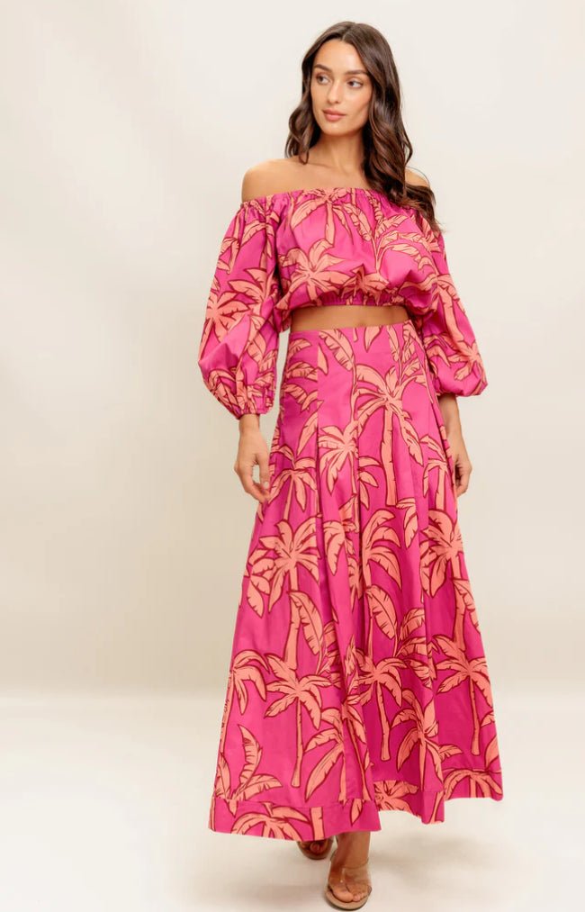 Paradise Match Woven Top And Skirt Set - Fleur - De - Lis Boutique