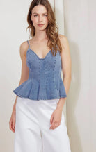 Denim Cami Top Light Denim - Fleur - De - Lis Boutique