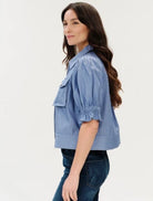 Six Fifty Christine Short Sleeve Jacket Blue - Fleur-De-Lis Boutique
