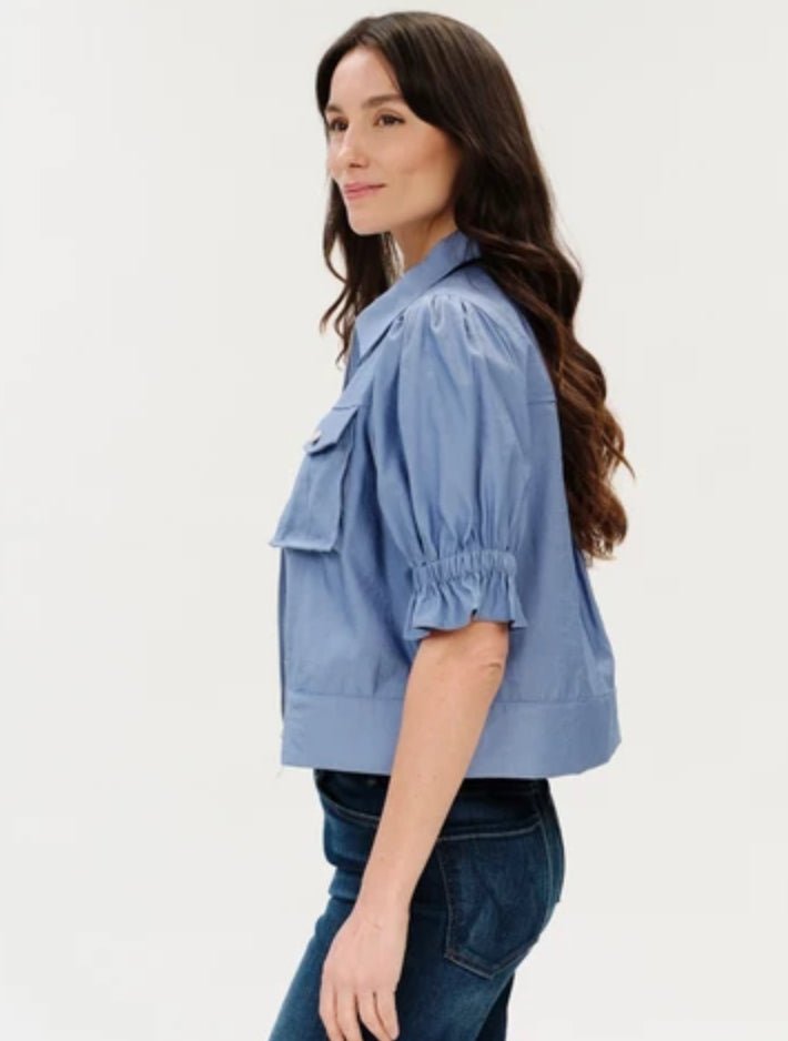 Six Fifty Christine Short Sleeve Jacket Blue - Fleur-De-Lis Boutique