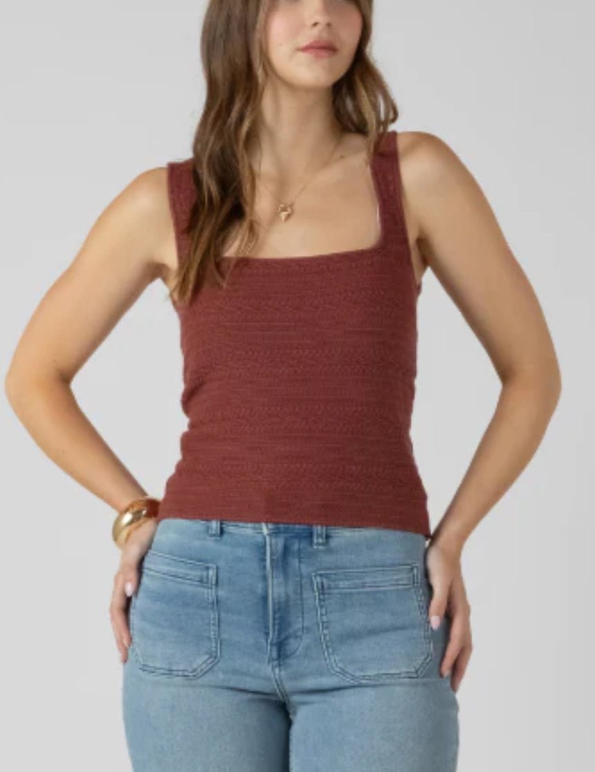 Black Tape Squareneck Textured Tank Sienna - Fleur-De-Lis Boutique