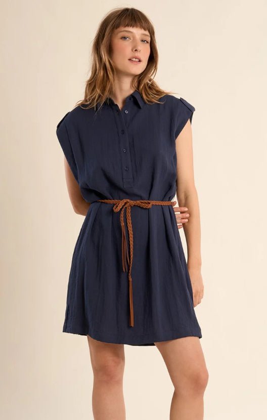 Molly Bracken Navy Woven Dress - Fleur - De - Lis Boutique