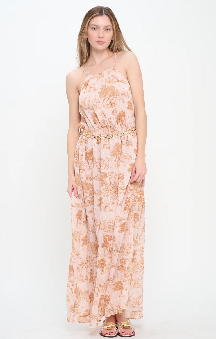 Meet Me In Santorini Phaedra’s Garden Belted Maxi Dress - Fleur - De - Lis Boutique