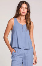 Saltwater Luxe A - Line Worn Blue Tank - Fleur - De - Lis Boutique