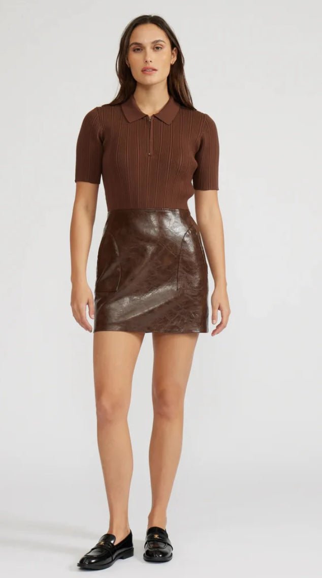 Lucy Paris Kiko Mixed Media Dress Espresso - Fleur - De - Lis Boutique