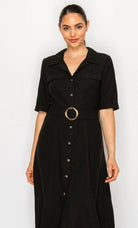 Meet Me In Santorini Black Linen Shirt Dress - Fleur - De - Lis Boutique