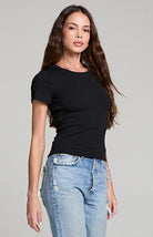Saltwater Luxe Crew Neck Slim Tee Black - Fleur - De - Lis Boutique