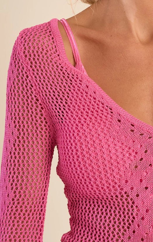 Molly Bracken Short Crochet Beach Dress Pink - Fleur - De - Lis Boutique