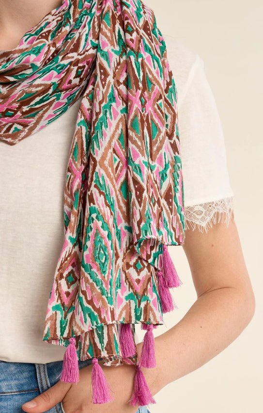 Molly Bracken Large Printed Scarf/Sarong - Fleur - De - Lis Boutique