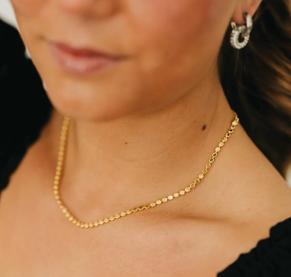 Pretty Simple Dakota Disk Chain Necklace Gold - Fleur-De-Lis Boutique
