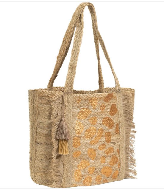 Metallic Leopard Straw Tote - Fleur - De - Lis Boutique