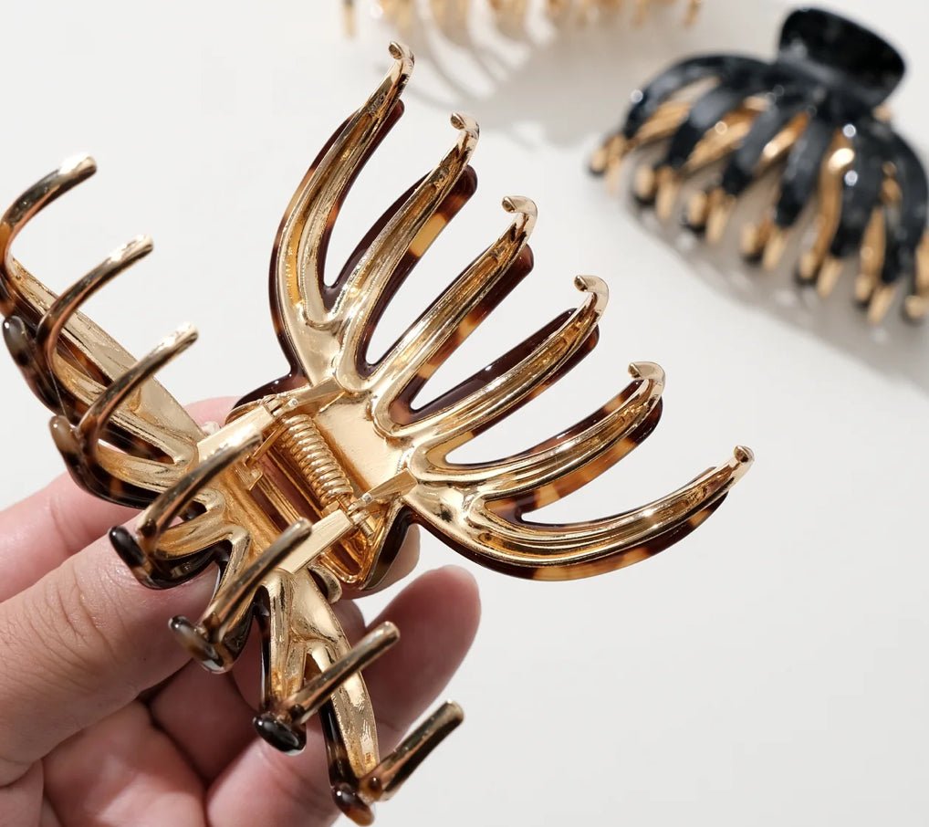 addoro Hailey Vintage Gold Metal Octopus Claw Clip - Fleur-De-Lis Boutique