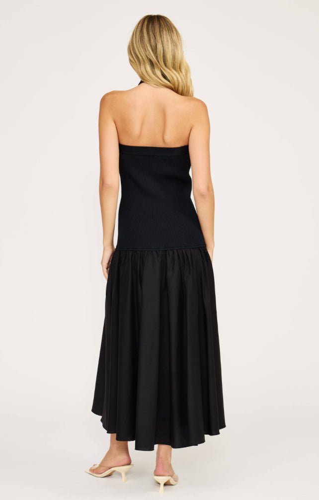 Lucy Paris Arella Mix Media Halter Dress Black - Fleur-De-Lis Boutique