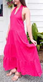 Meet Me In Santorini Fuchsia Island Halter Maxi Dress - Fleur - De - Lis Boutique
