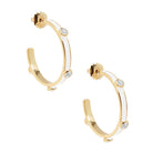 Zenzii Enamel Hoop Earring with Crystals White - Fleur - De - Lis Boutique