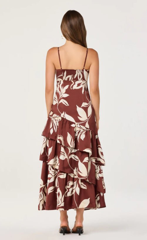 ASTR Cassia Dress Brown Floral - Fleur-De-Lis Boutique