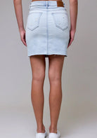 Hidden Light Wash Inseam Stretch Mini Skirt - Fleur - De - Lis Boutique