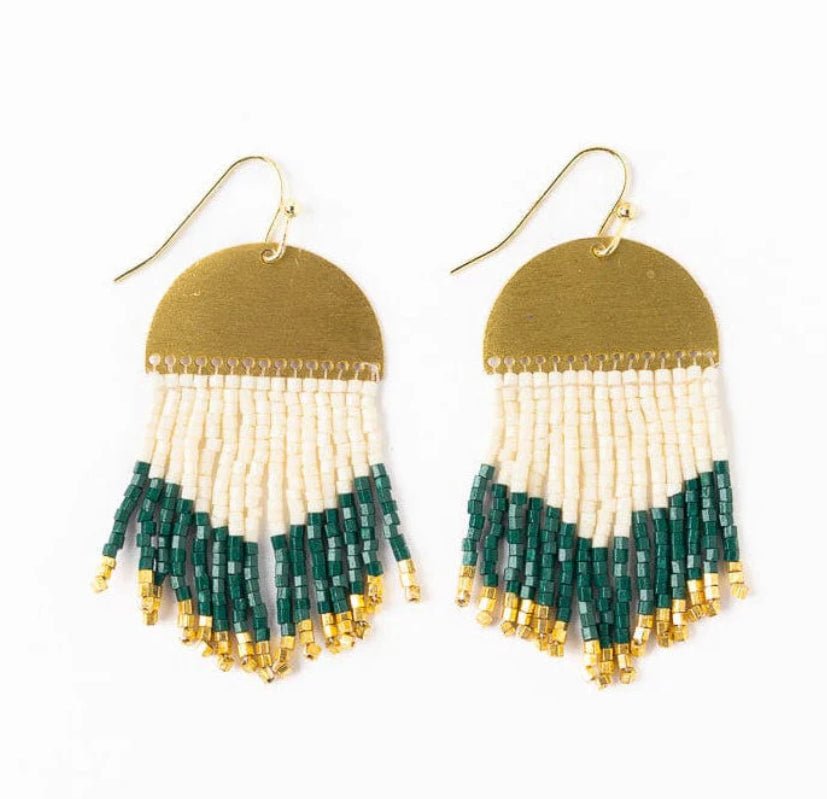 Ink + Alloy Claudia Curved Fringe Earrings Bright Emerald - Fleur - De - Lis Boutique