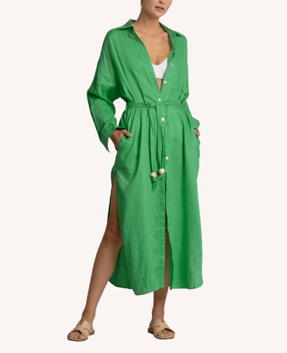 Elan Maxi Shirt Dress Green - Fleur - De - Lis Boutique