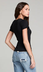 Saltwater Luxe Crew Neck Slim Tee Black - Fleur - De - Lis Boutique