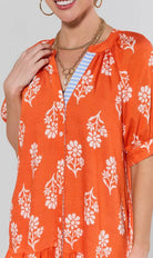 THMl Orange Floral Button Up Dress - Fleur - De - Lis Boutique