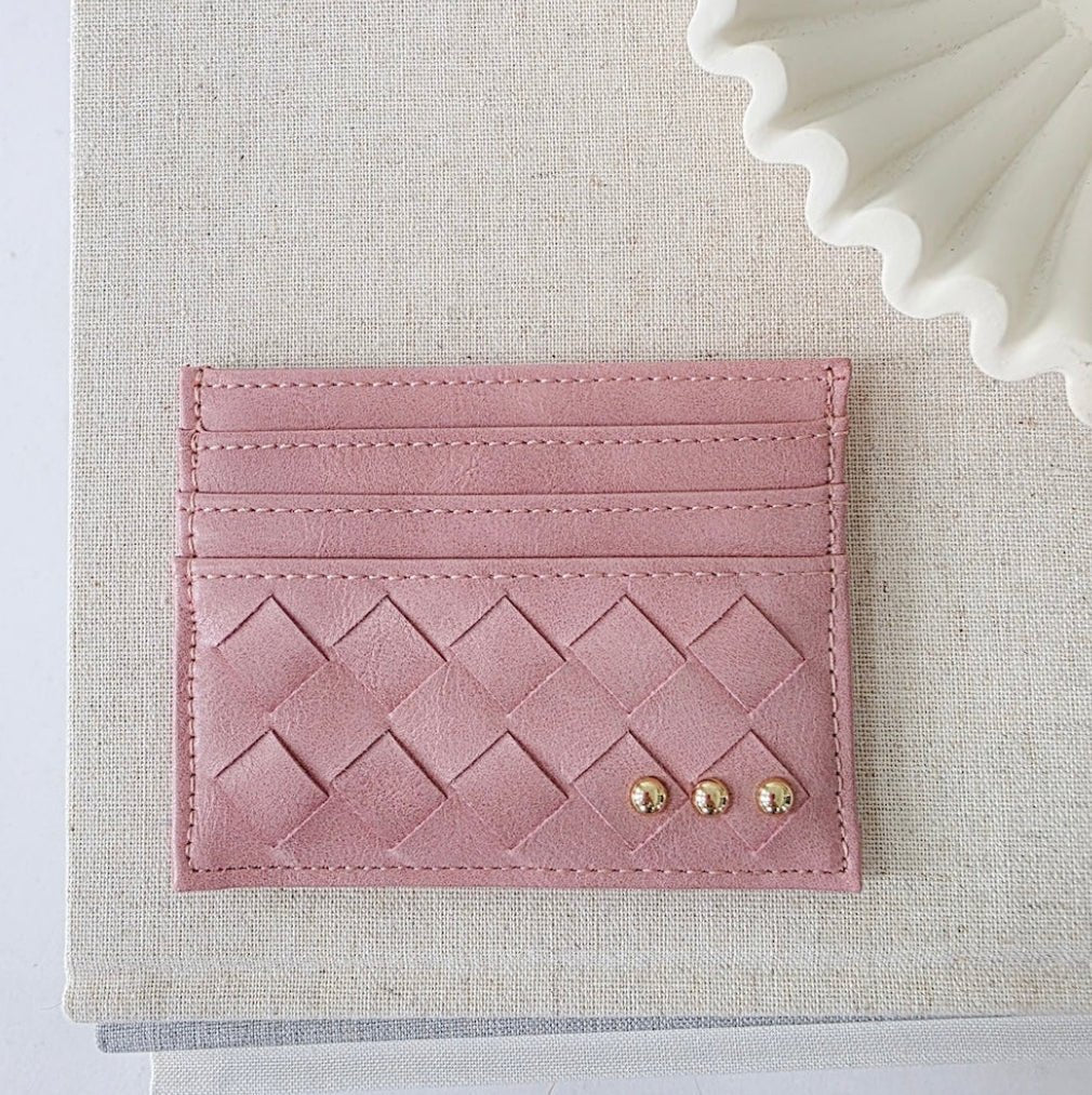 Mariah Woven Small Card Holder Dusty Rose Pink - Fleur-De-Lis Boutique