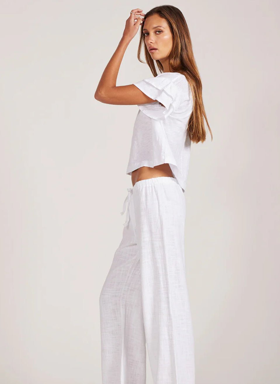 Bobi Los Angeles Double Ruffle Tee White - Fleur-De-Lis Boutique
