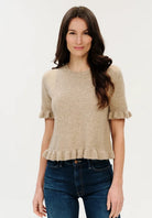 Cleo Ruffle Edge Sweater Latte - Fleur-De-Lis Boutique
