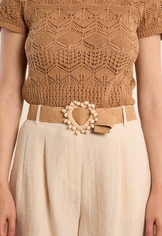 Molly Bracken Raffia Belt Beaded Buckle - Fleur - De - Lis Boutique