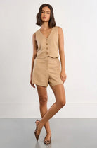 Molly Bracken Woven Shorts Beige - Fleur - De - Lis Boutique