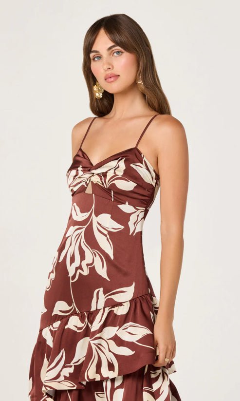 ASTR Cassia Dress Brown Floral - Fleur-De-Lis Boutique