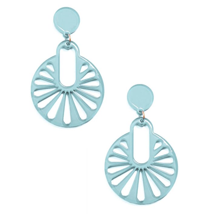 Zenzii Cutout Disk Drop Earrings Blue - Fleur - De - Lis Boutique