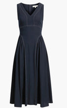 Moon River Tie Back Contrast Stitch Midi Dress - Fleur - De - Lis Boutique