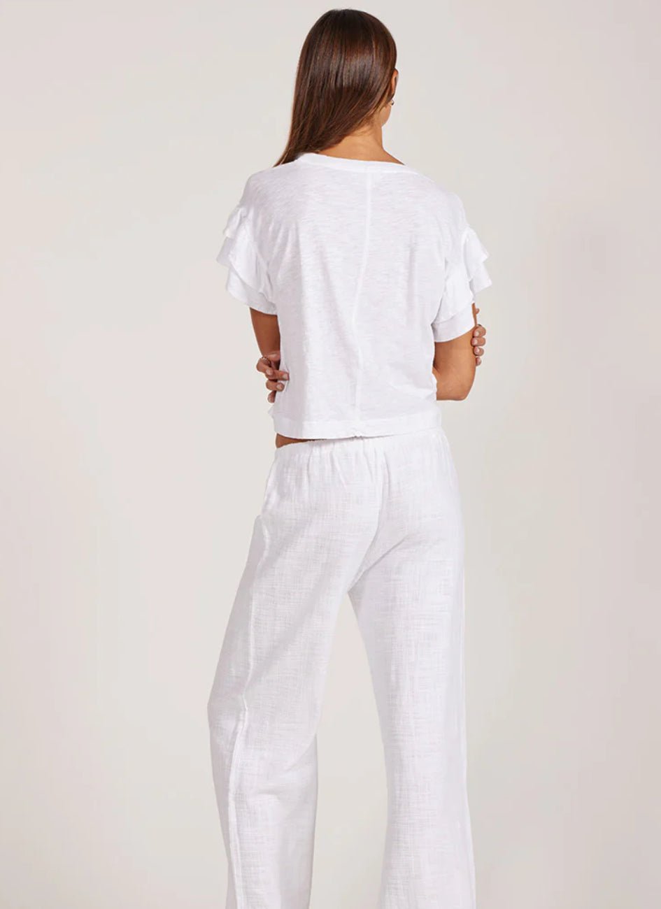 Bobi Los Angeles Double Ruffle Tee White - Fleur-De-Lis Boutique