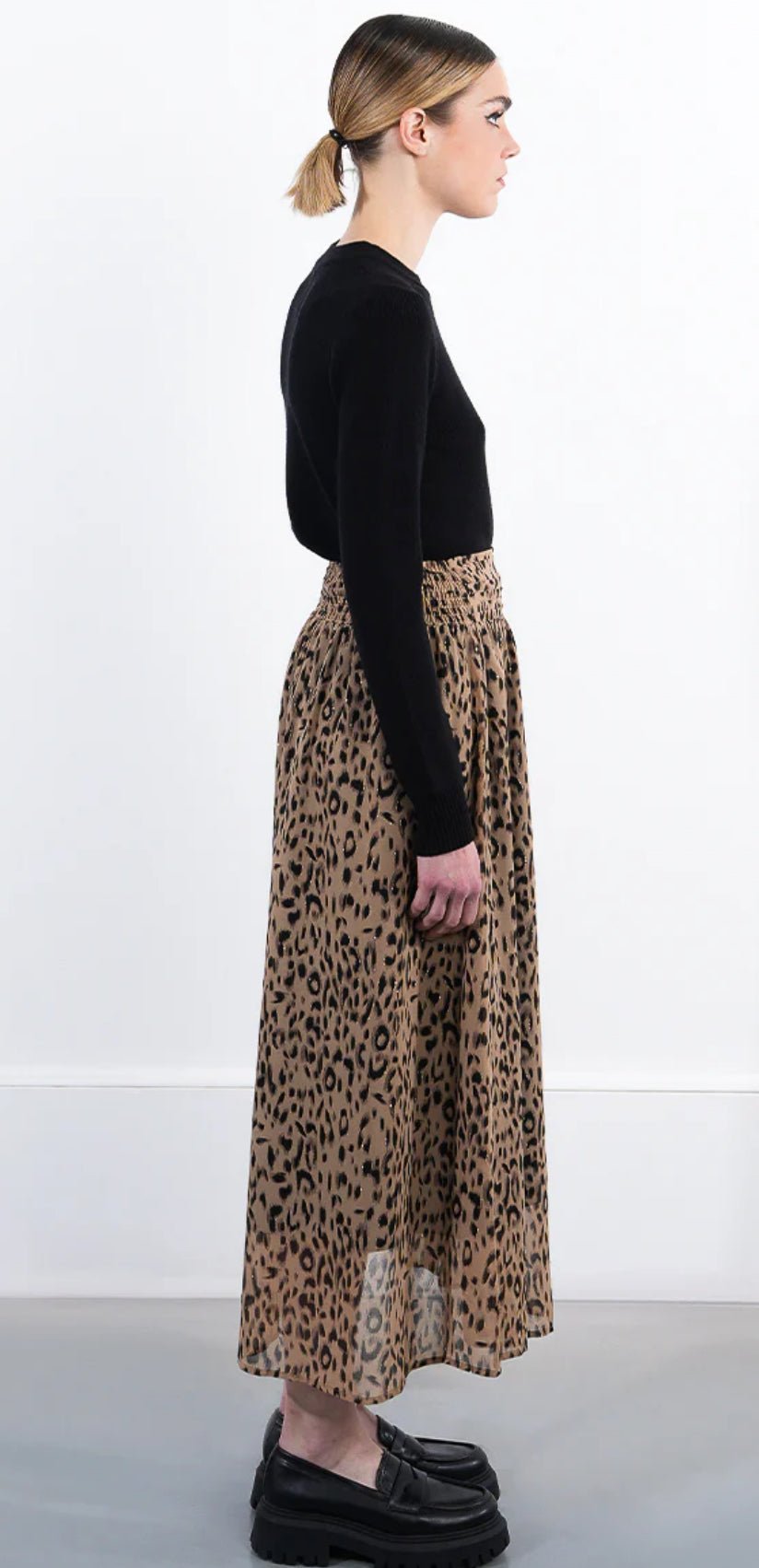 Leopard Midi Skirt with Gold Accents - Fleur - De - Lis Boutique