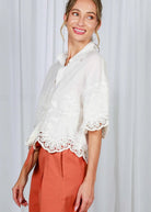 Vine & Love White Embroidered Eyelet Lace Blouse - Fleur - De - Lis Boutique