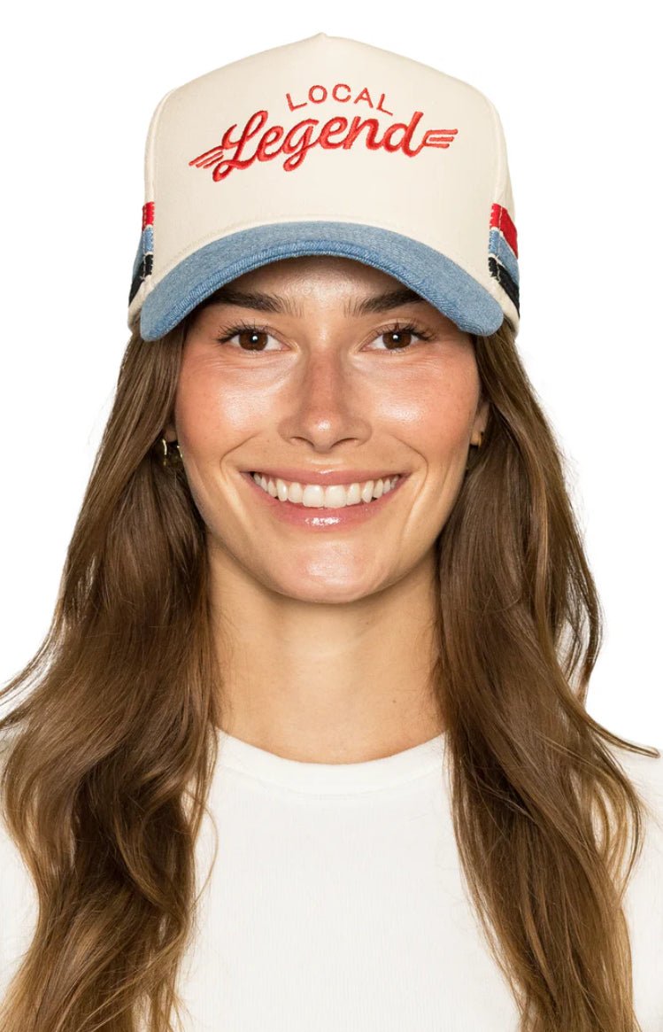 Friday Feelin Local Legend Trucker Hat Denim - Fleur - De - Lis Boutique