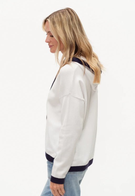 Six Fifty Colorblock Hoodie White/Navy - Fleur - De - Lis Boutique