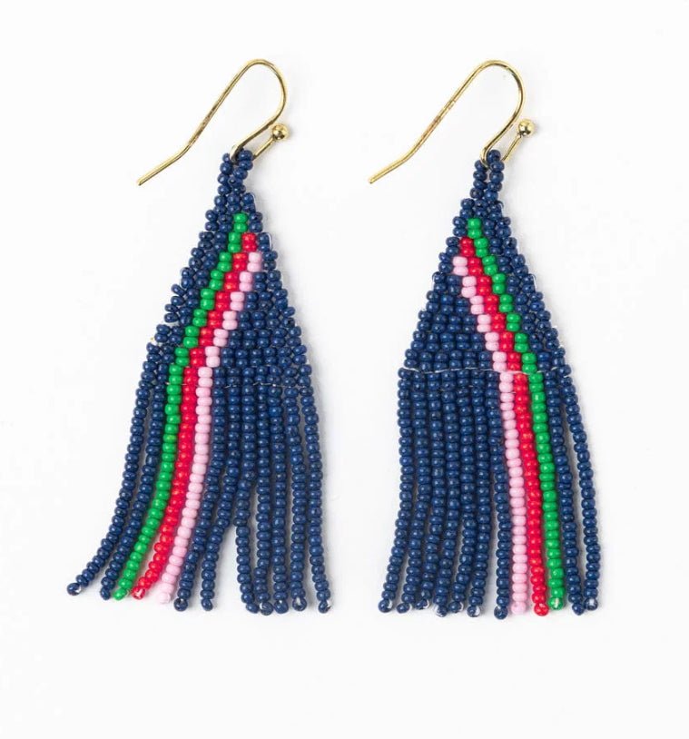 Ink + Alloy Audrey Small Seed Bead Vertical Stripe Navy - Fleur - De - Lis Boutique