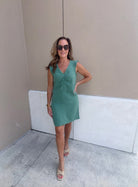 Bobi Los Angeles Mini Cinched Front Dress Vine - Fleur-De-Lis Boutique