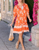 THMl Orange Floral Button Up Dress - Fleur - De - Lis Boutique