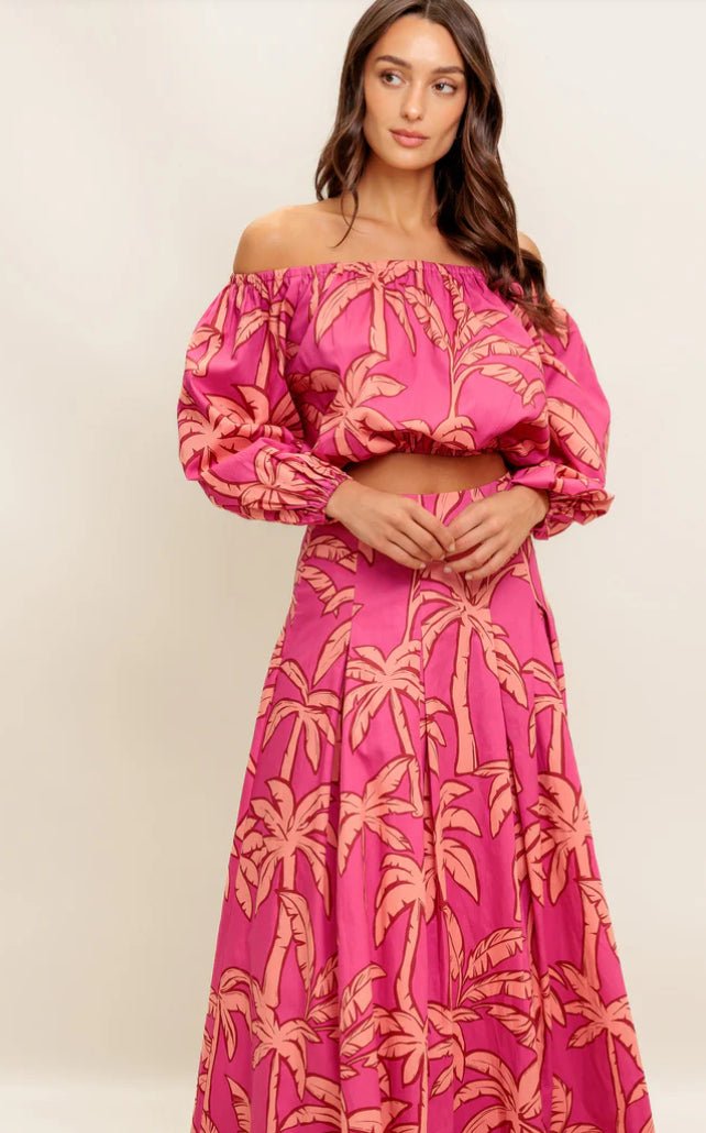 Paradise Match Woven Top And Skirt Set - Fleur - De - Lis Boutique