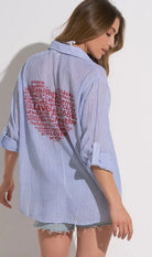 Elan Heart Button Down Shirt Cover Up - Fleur - De - Lis Boutique